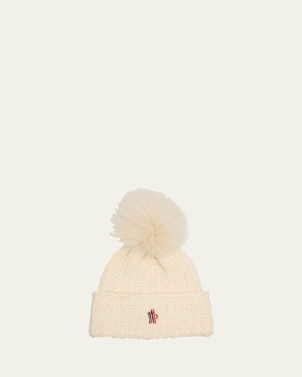 Wool-Blend Beanie with a Shearling Pom
